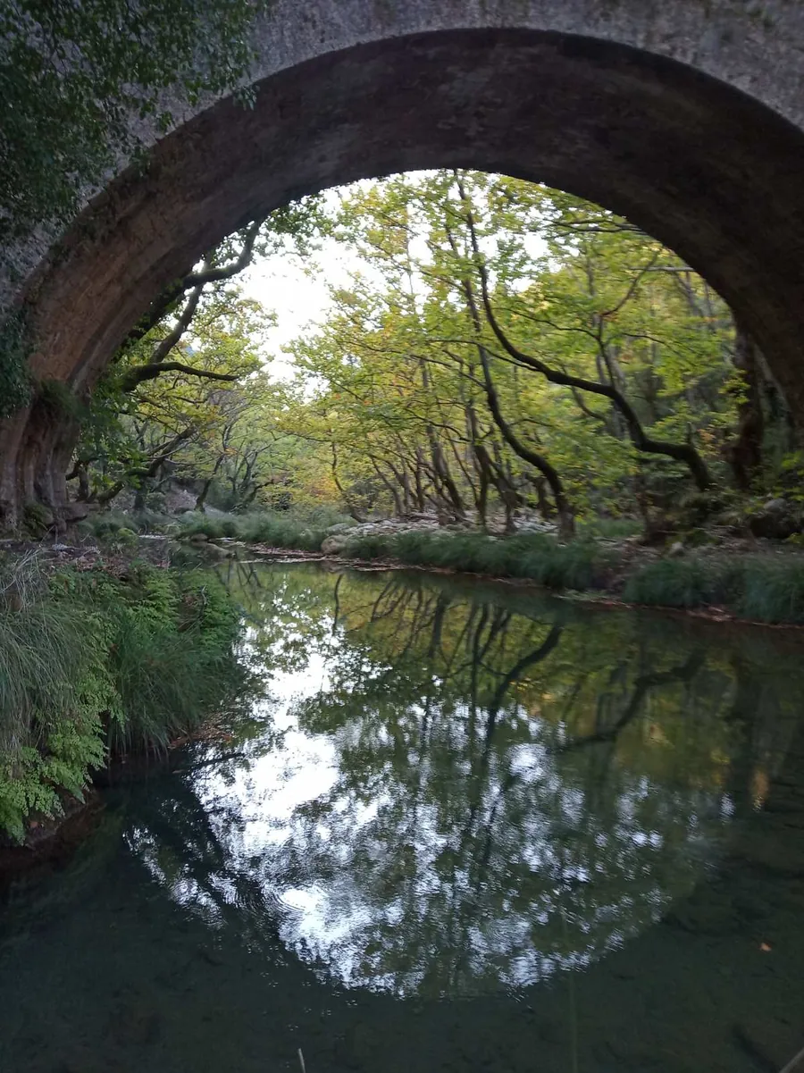 Ο Λάδωνας μέσα από την καμάρα του γεφυριού